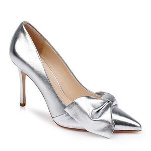 Dee Ocleppo Silver Leather Pointed Toe Pump- Size 8.5
